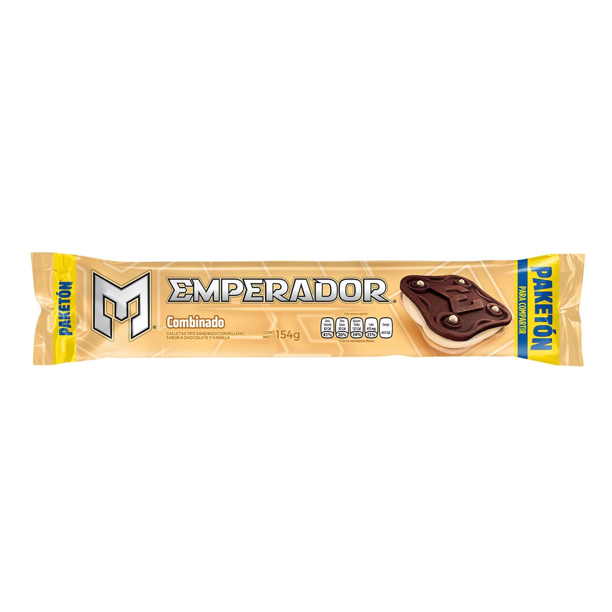 Galletas sándwich sabor chocolate y vainilla Emperador 154 g