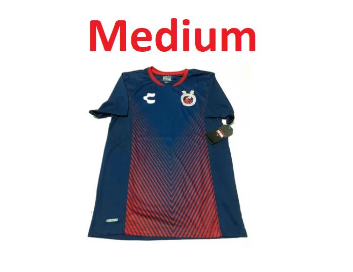 Camiseta azul marino, jersey talla mediana, de recuerdo (equipo de fútbol local).