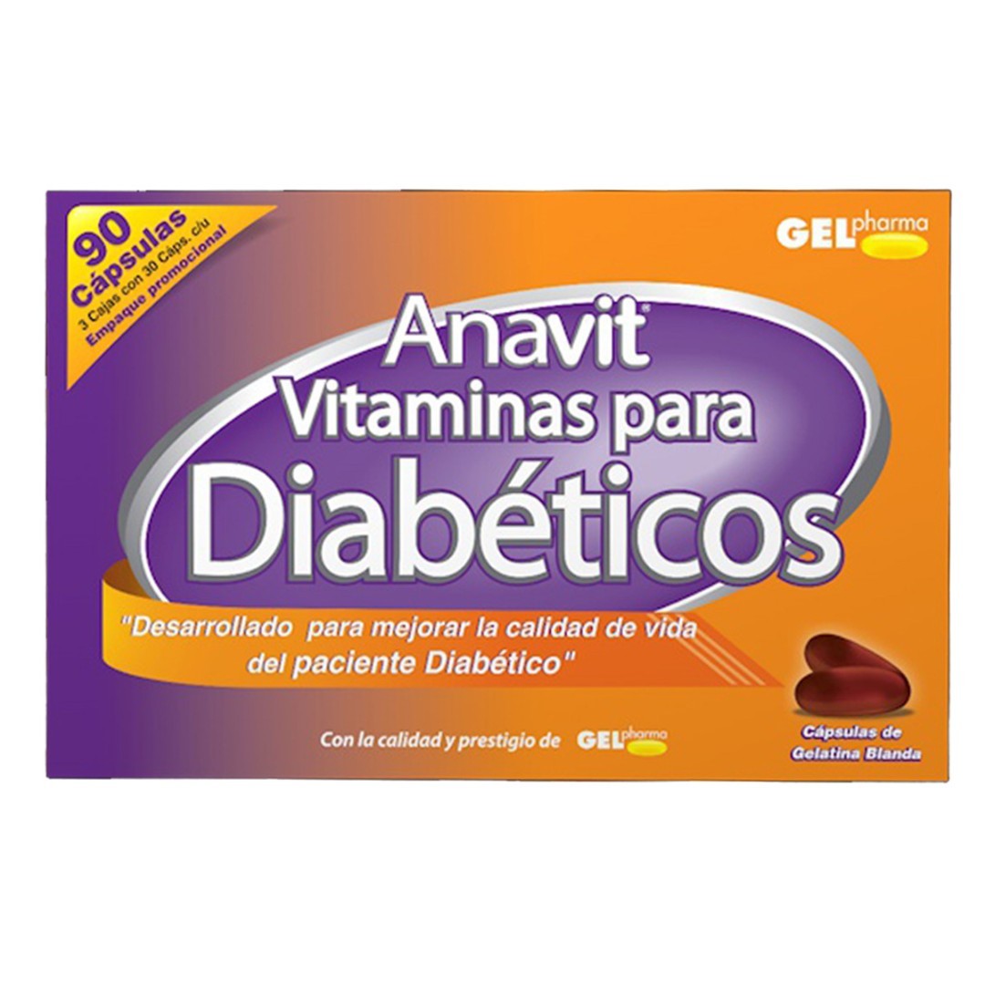 Anavit vitaminas para diabéticos paquete de 90 cápsulas