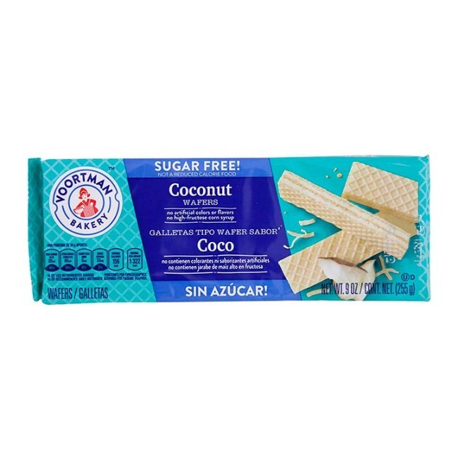 Galletas wafers sin azúcar sabor coco 255 g
