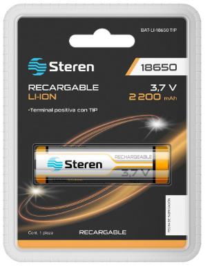 Batería recargable 3.7 V, 2800 mAh, Li-Ion, modelo 18650