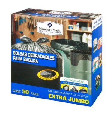 Paquete de 50 bolsas negras para basura 91  X136 CM