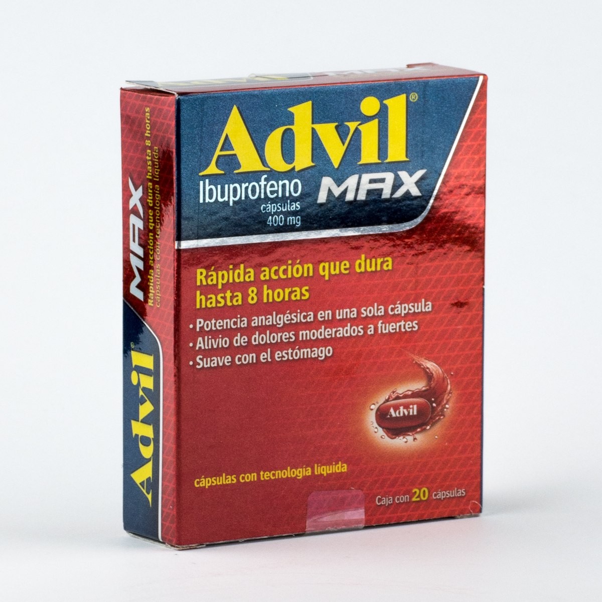 Advil ibuprofeno 400 mg paquete de 20 cápsulas