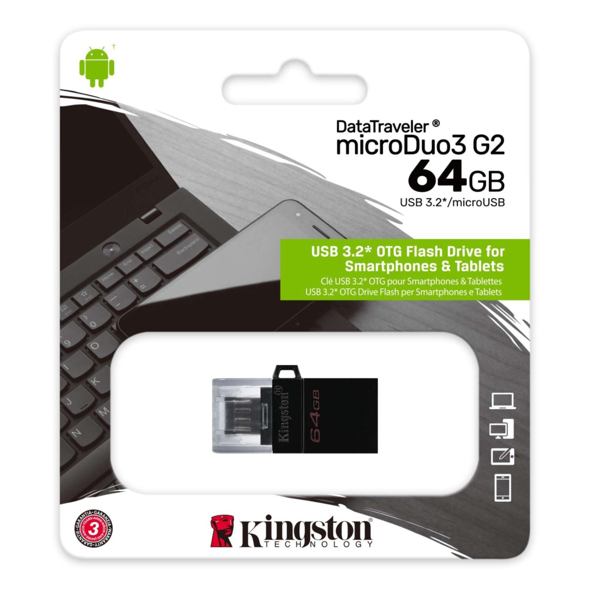 Memoria OTG 64 GB USB y micro USB