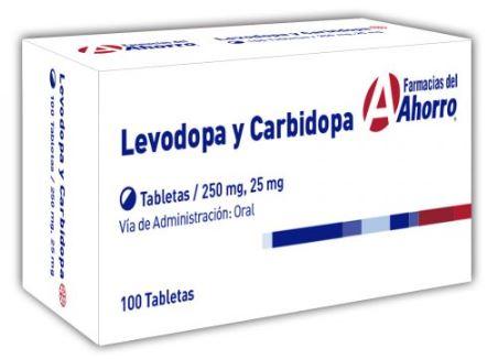 Levodopa y carbidopa 250 / 25 mg paquete de 100 tabletas