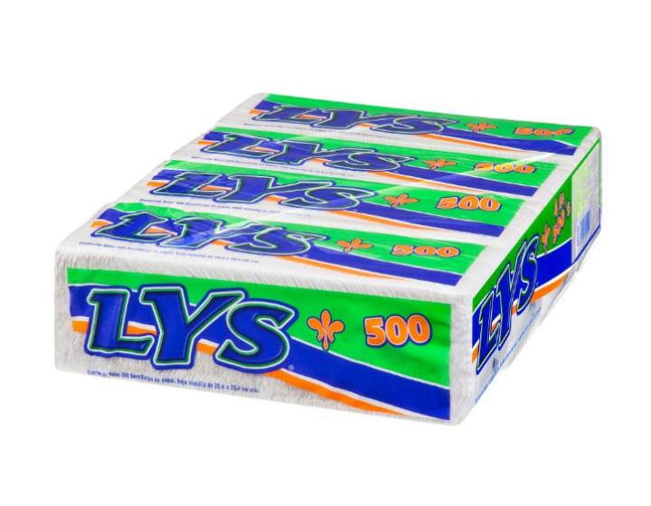 Paquete de servilletas LYS, caja con 4 paquetes de 500