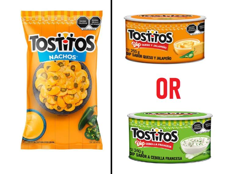 Pack Nachos 400g & Dip Jalapeño Cheese o Dip French Onion 240g