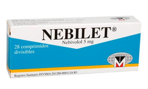 Nebilet (nebivolol) 5 mg paquete de 28 tabletas