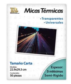 MICA TÉRMICA TAMAÑO CARTA 22.9 X 29.3 CM 50 PACK