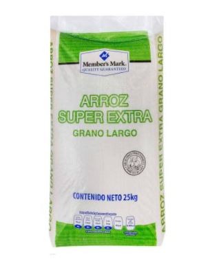 Saco de arroz blanco de 25 kg