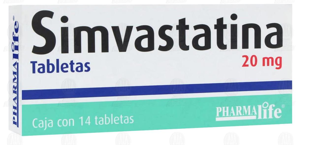 Simvastatina 20 mg paquete de 14 tabletas