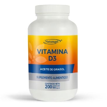 Vitamina D3 + aceite de girasol paquete de 200 cápsulas blandas