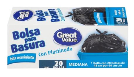 Paquete de 20 bolsas para basura negra 48 X 60 CM