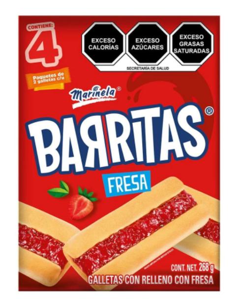 Barritas de fresa 4 paquetes con 2 piezas cada uno / 268 g