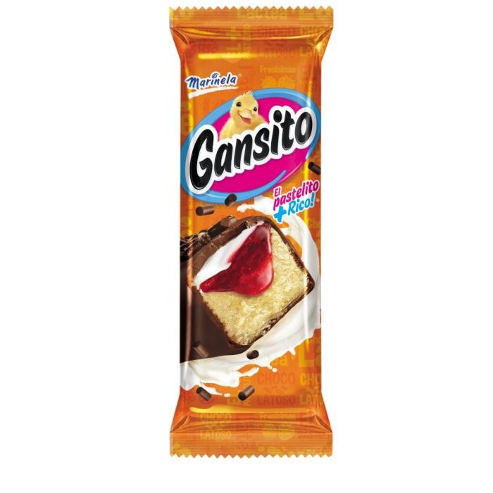 Pastel relleno de crema sabor fresa y crema Gansito 50 g