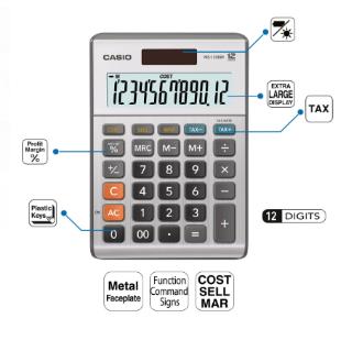 CALCULADORA DE ESCRITORIO CON BATERÍA + PANEL SOLAR | 29 X 106.5 X 147 MM